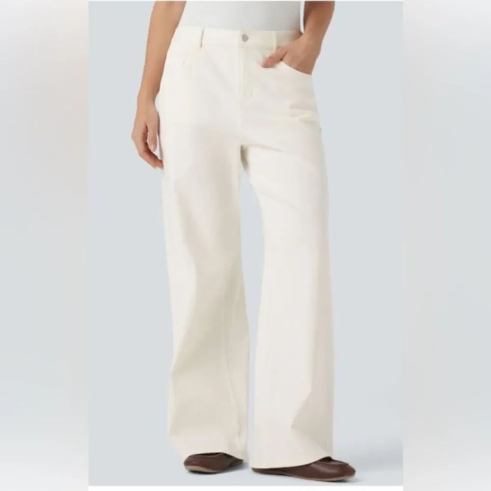 NWT SZ L R Halara Water Repellent Resistant WideLeg Jeans